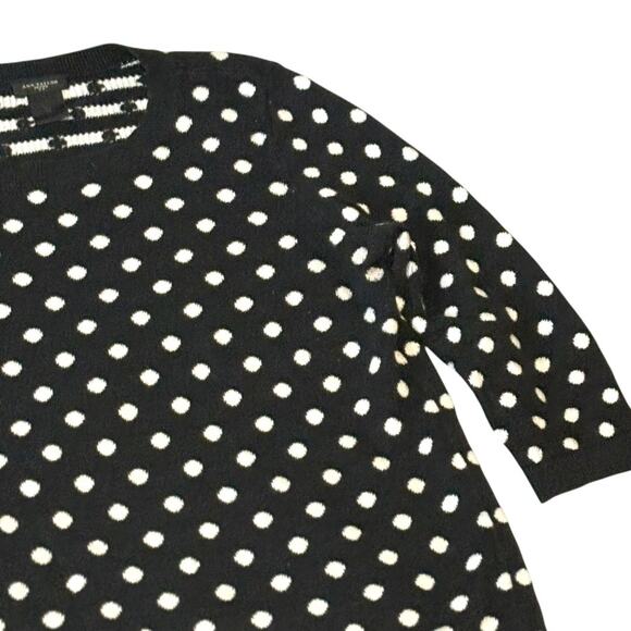 Ann Taylor Black/White Polka Dot Sweater - LP Large Petite - 3/4 Length Sleeves - Picture 4 of 11